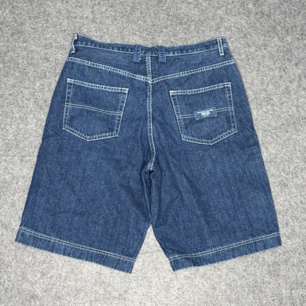 Vintage Guess Jeans Mens 36 Denim Shorts Indigo Logo Tape Baggy Made in USA SS - Picture 9 of 10